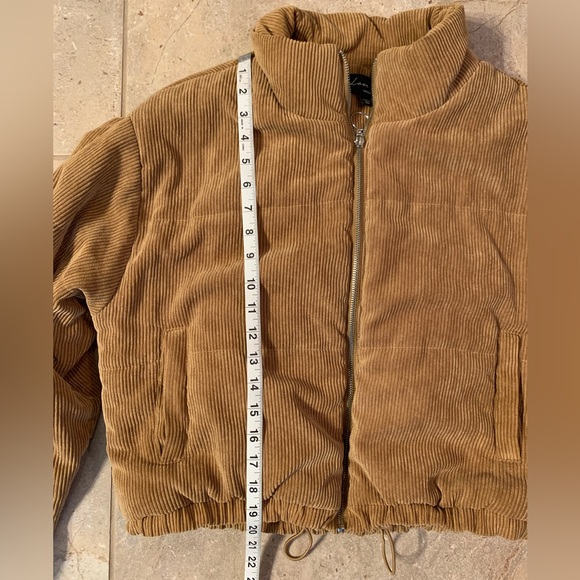 💛 Love Tree Corduroy Cropped Puffer Coat - Golden Tan - Size Large - Picture 11 of 13